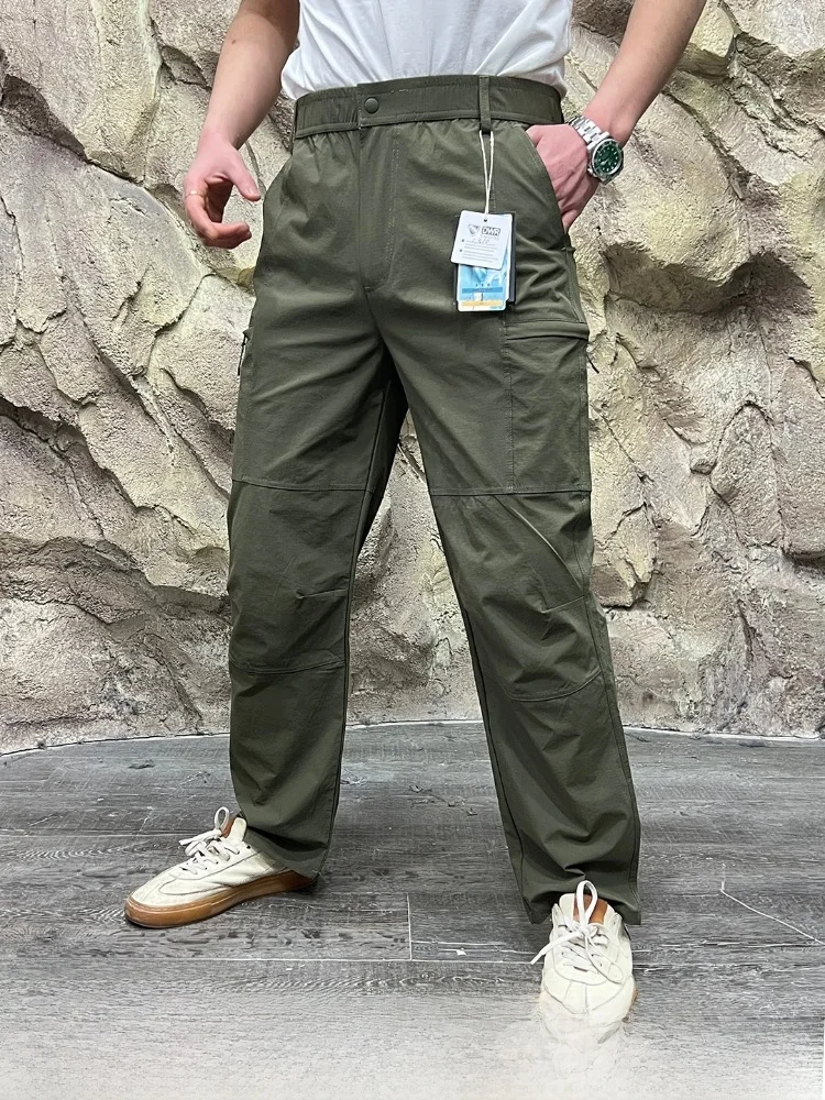 Men's Outdoor Sports Casual Pants Elastic Waist 3D Tailoring Quick Dry Breathable Moisture Wicking Straight Leg Pants