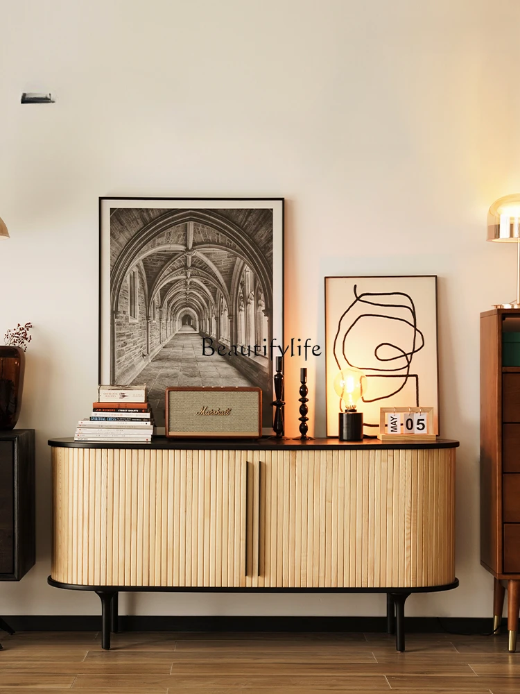 

X4 Nordic Solid Wood Sideboard Log Retro Storage Living Room Small Apartment Simple Curio Cabinet