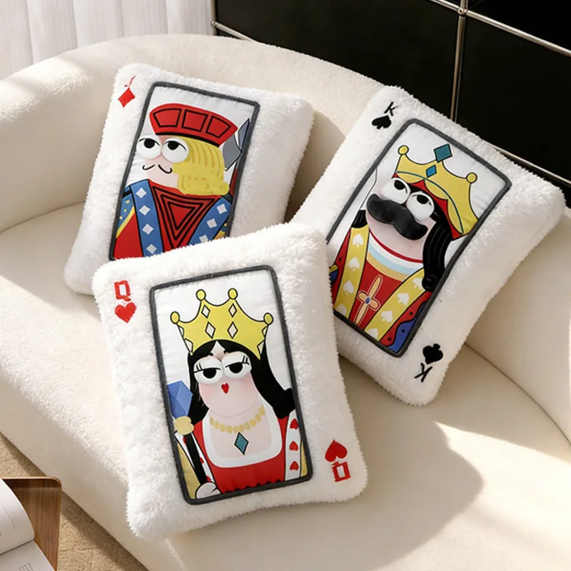 

Funny Plush Poker Shaped Pillow Fluffy Cards Cushion Creative Sofa Bed Back Pillow Home Decor Holiday Gift for Girls Bestie
