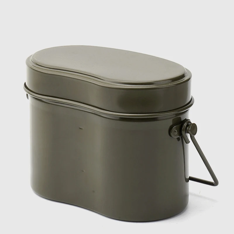 

German Style Gray Aluminum Mess Kit Portable Camping Rice Cooker 3 in 1 Lunch Box Cookware for Camping Hiking Outdoor Cooking