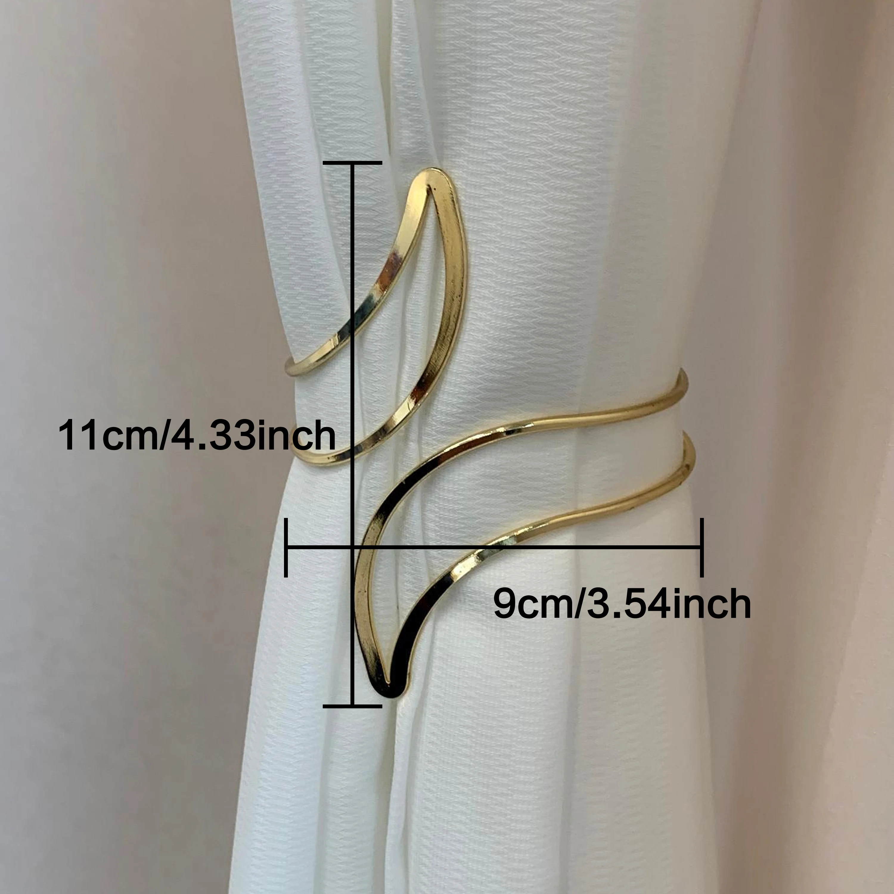 2pcs Modern Minimalist Metal Geometric Moon Pattern Design Curtain Tiebacks, For Bedroom, Living Room, Office, Study Curtains