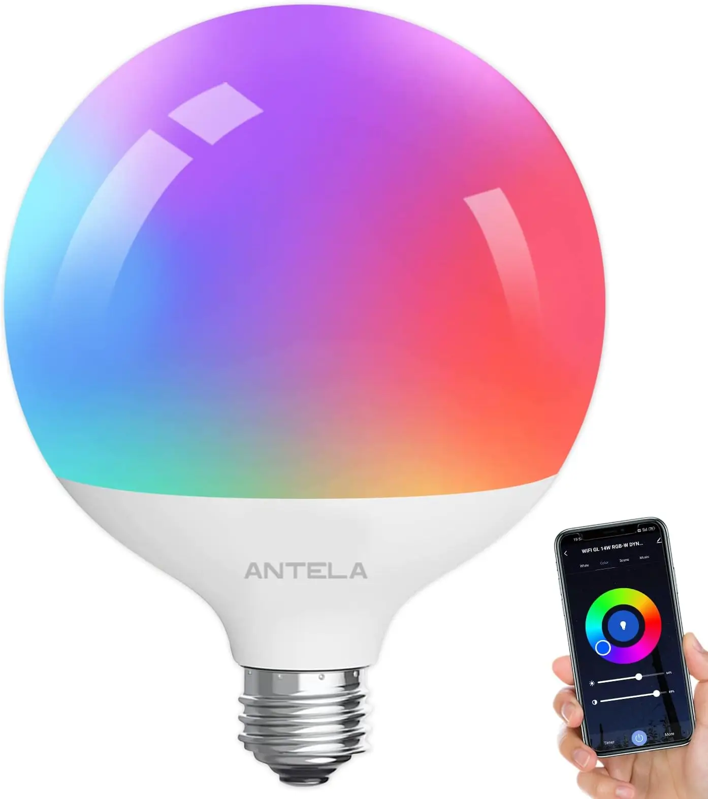 Alexa Smart WiFi Bulbs, Dimmable Smart LED Bulb 15W 1521ML, compatible with Alexa/Google Home