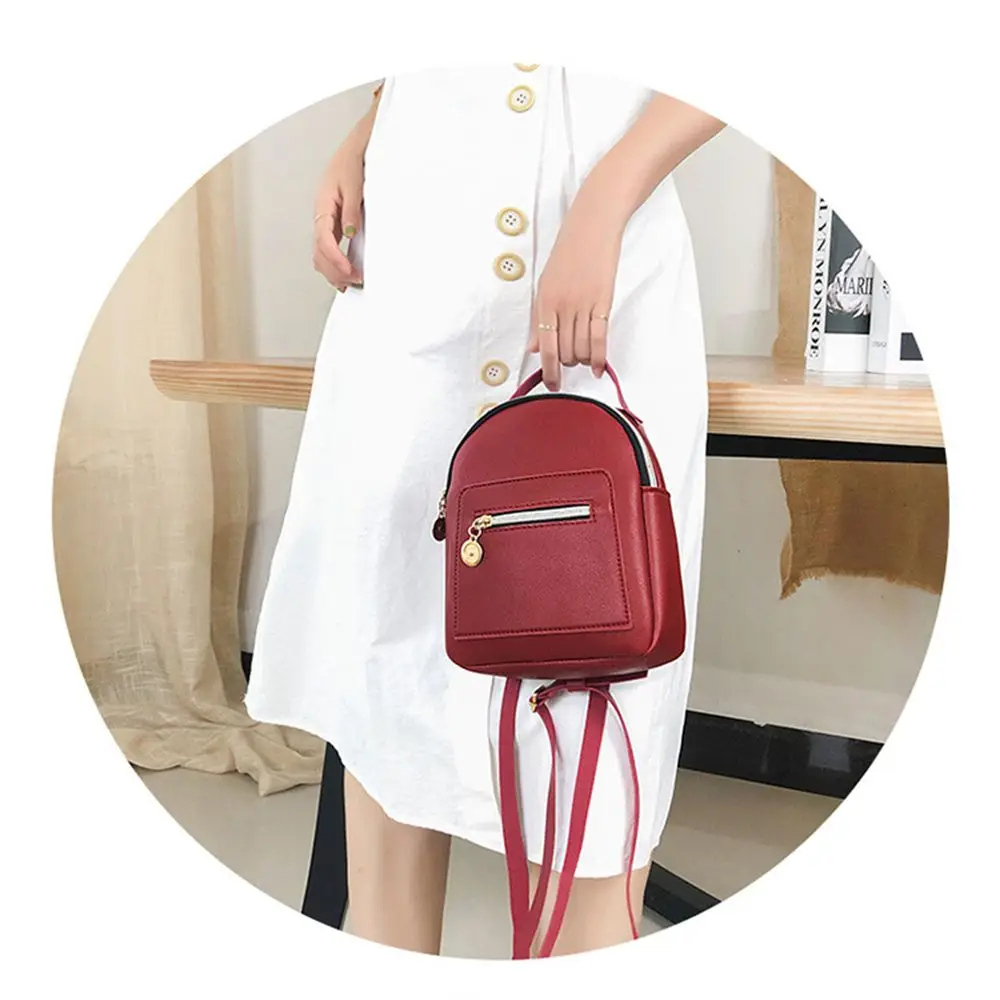 Women Business Travel PU Daypack Waterproof Mini Backpack Shoulder Bag