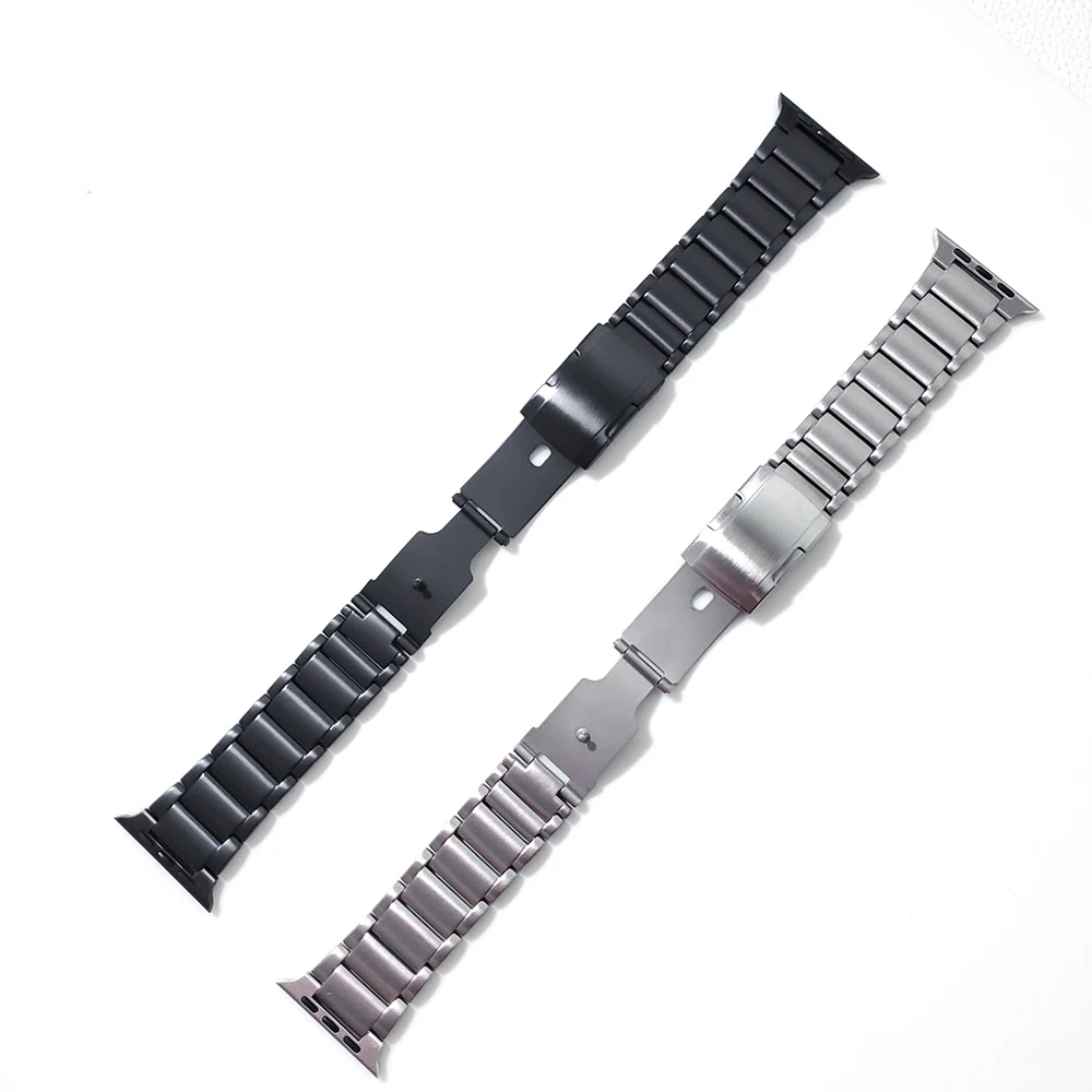 Titanium alloy Stainless steel Buckle Strap For Apple Watch band 44mm 42mm 40mm 38mm For iWatch series 6 5 4 Bracelet watchhband