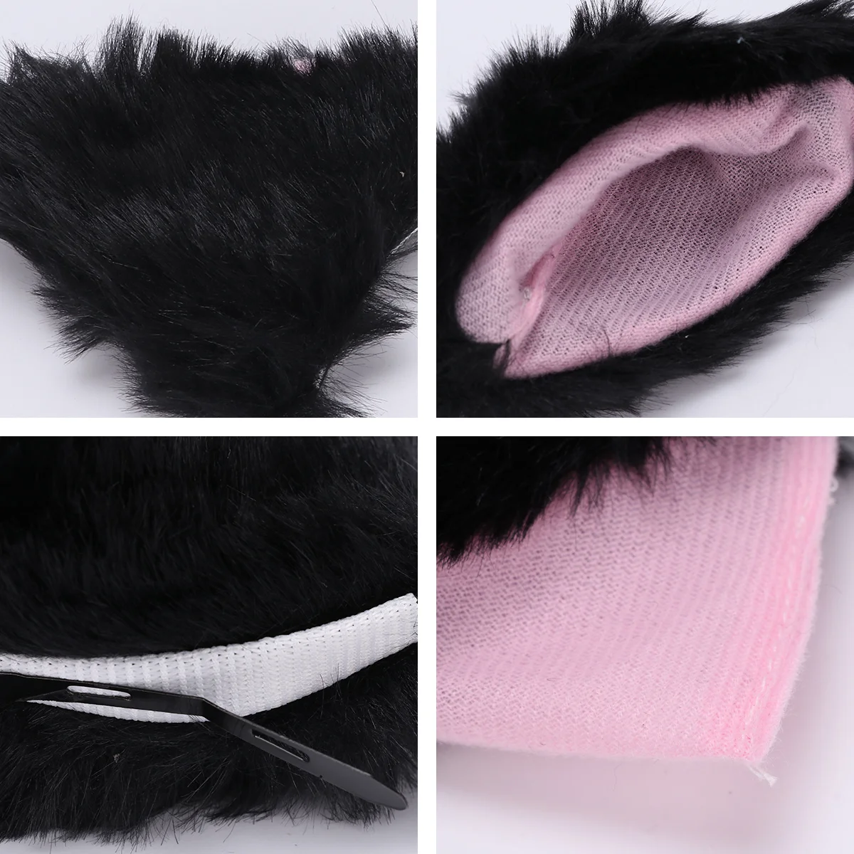 Fermagli per capelli per bambini per ragazze Orecchie di animale Orecchie di gatto di peluche Forcina Dolce Lolita Cosplay Bambino nero carino