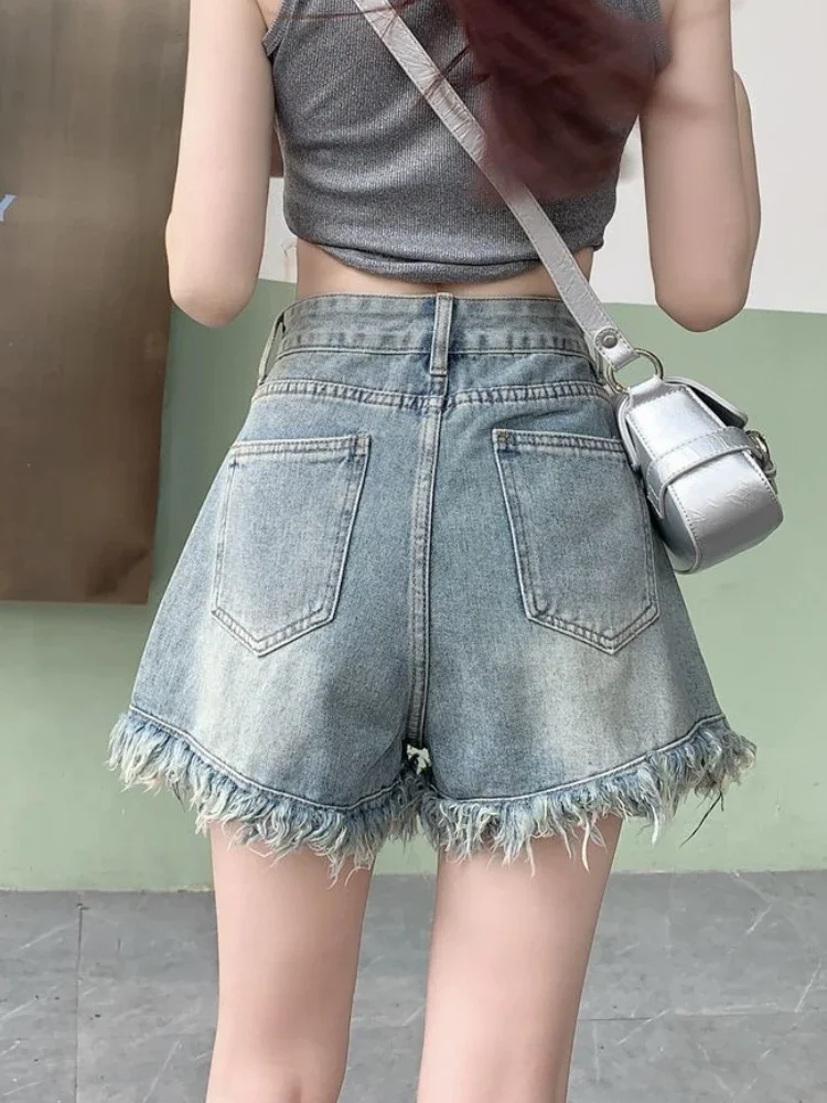 Shorts Women All-match Distressed Leisure Streetwear Fashion Students Loose Attractive Prevalent Harajuku Personality Daily New