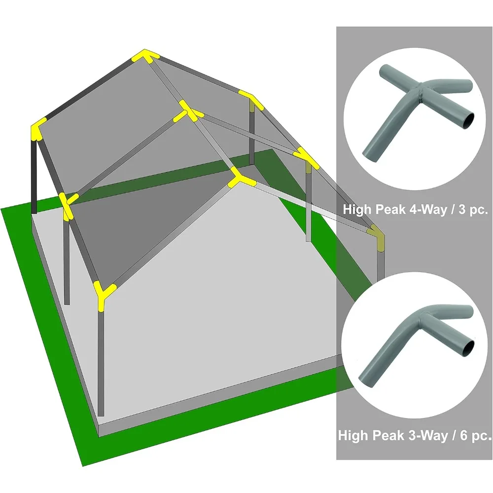 Kit di raccordi per tettoia regolabili in acciaio resistente per carport con telaio ad alto picco, riparo esterno, connettori da 1 3/8 di pollice