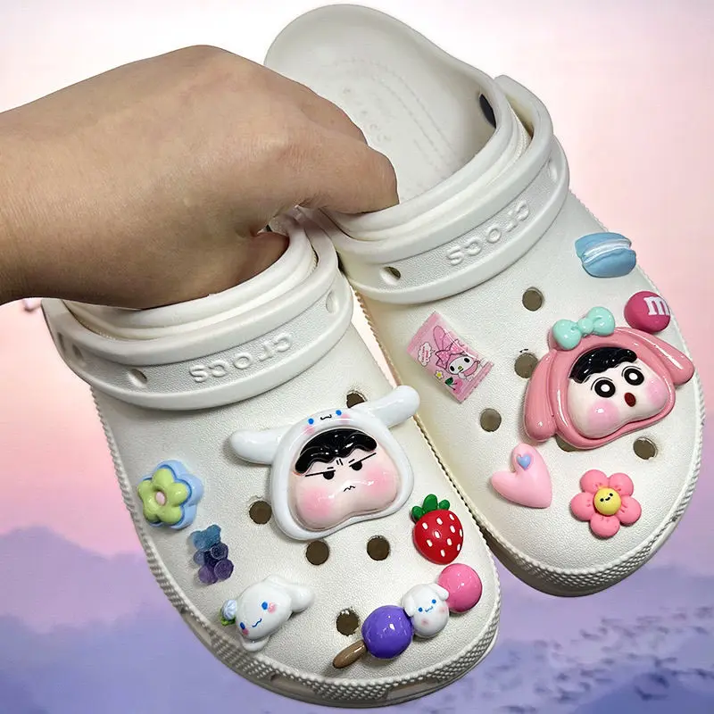 

New Sanrio Crayon Shin-chan Shoes Accessories Kawaii Anime Character for Women Cartoon Shoe Charms Decoration Shoesflower Gifts