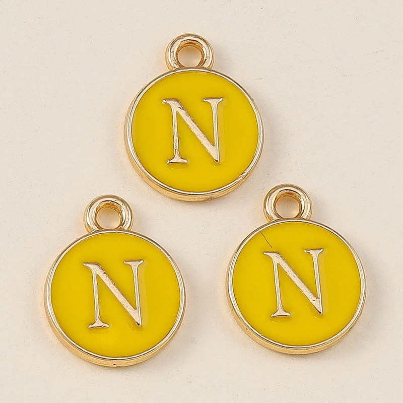 20 Stück 11x14mm Niedliche Gelbe Emaille-Alphabet-Anhänger mit 26 Buchstaben A-Z für Schmuckherstellung, DIY-Halsketten, Ohrringe und Accessoires ﻿ – Detail 16