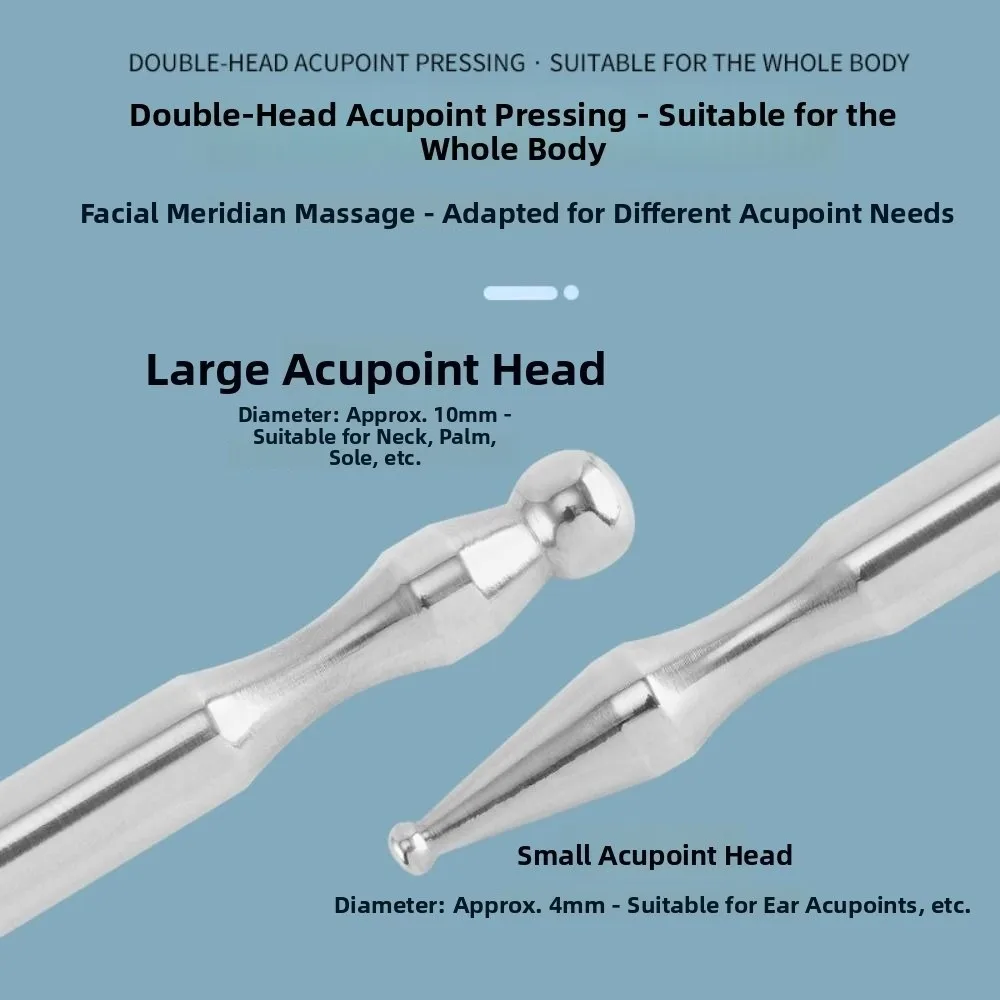 Stainless Steel Acupuncture Pen Dual Head Design Self-Care Tool Dual Head Massager Deep Tissue Wellness Product Acupressure Bar
