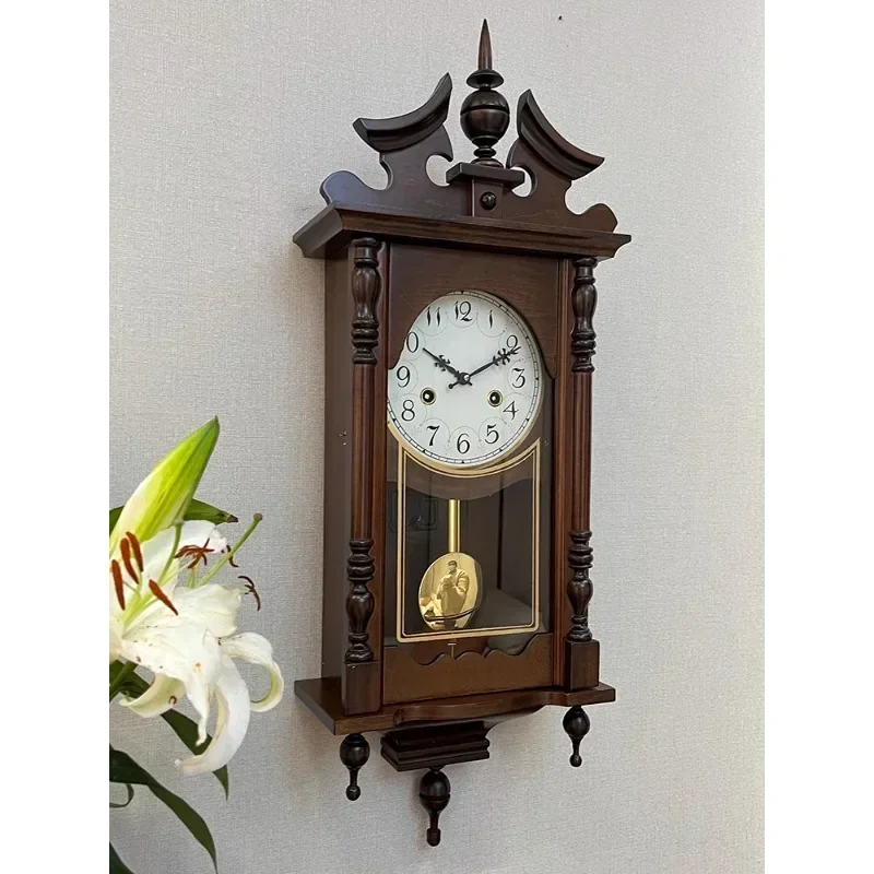 

Retro Personality Mechanical Clock The Hour Chimes Wind Up Wall Clocks European Copper Core Watch Luxury Decoration