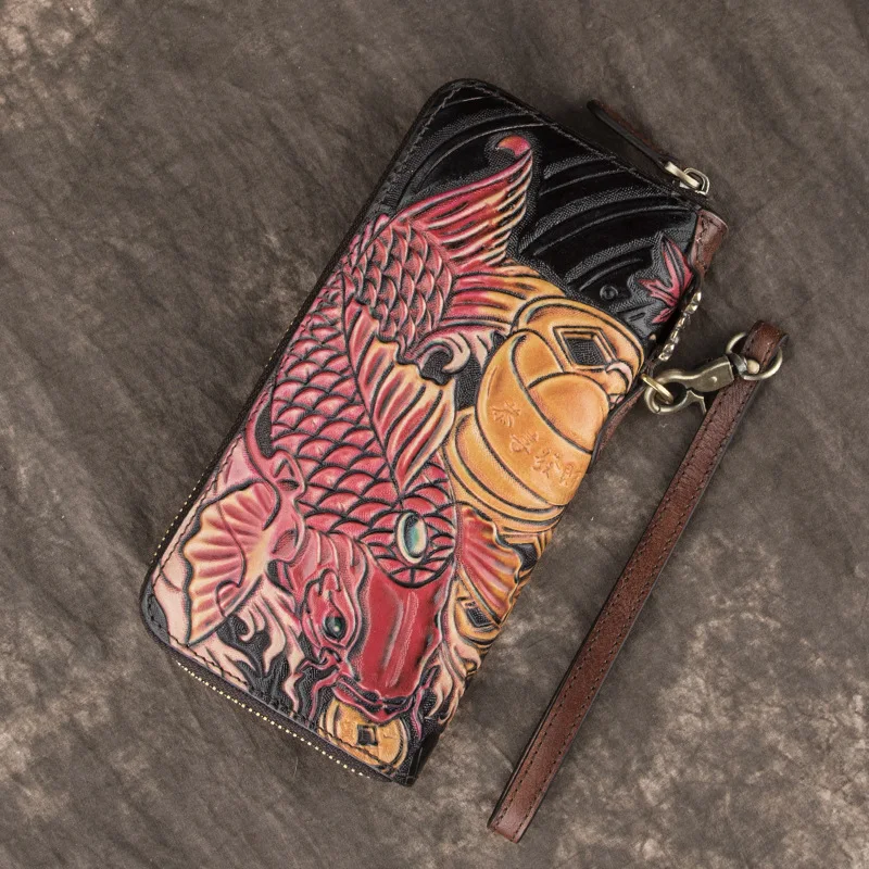 Johnature Luxury Hand Wallet 2024 New Retro Handmade Embossing Genuine Leather Men Women Wallets And Purses Wallet Card Holder