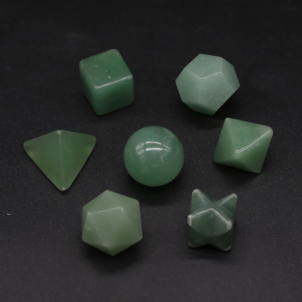 7Pc Natural Stone Platonic Solids Energy Hexahedron Octahedron Cube Crystal Stone for Home Desk Decoration Gifts