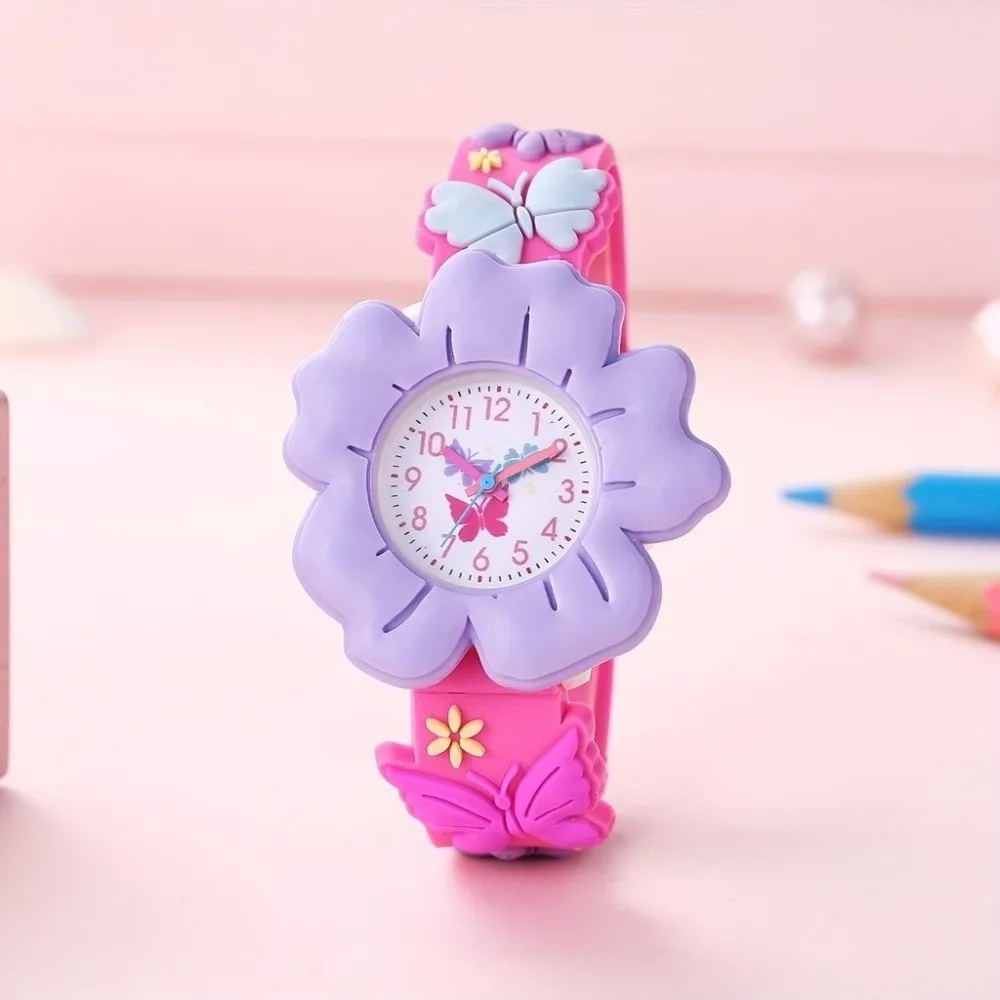 Fashion Colorful Kids Flower Watch 3D Design Silicone Strap Butterfly Watch Cartoon Electronic Watch for Children