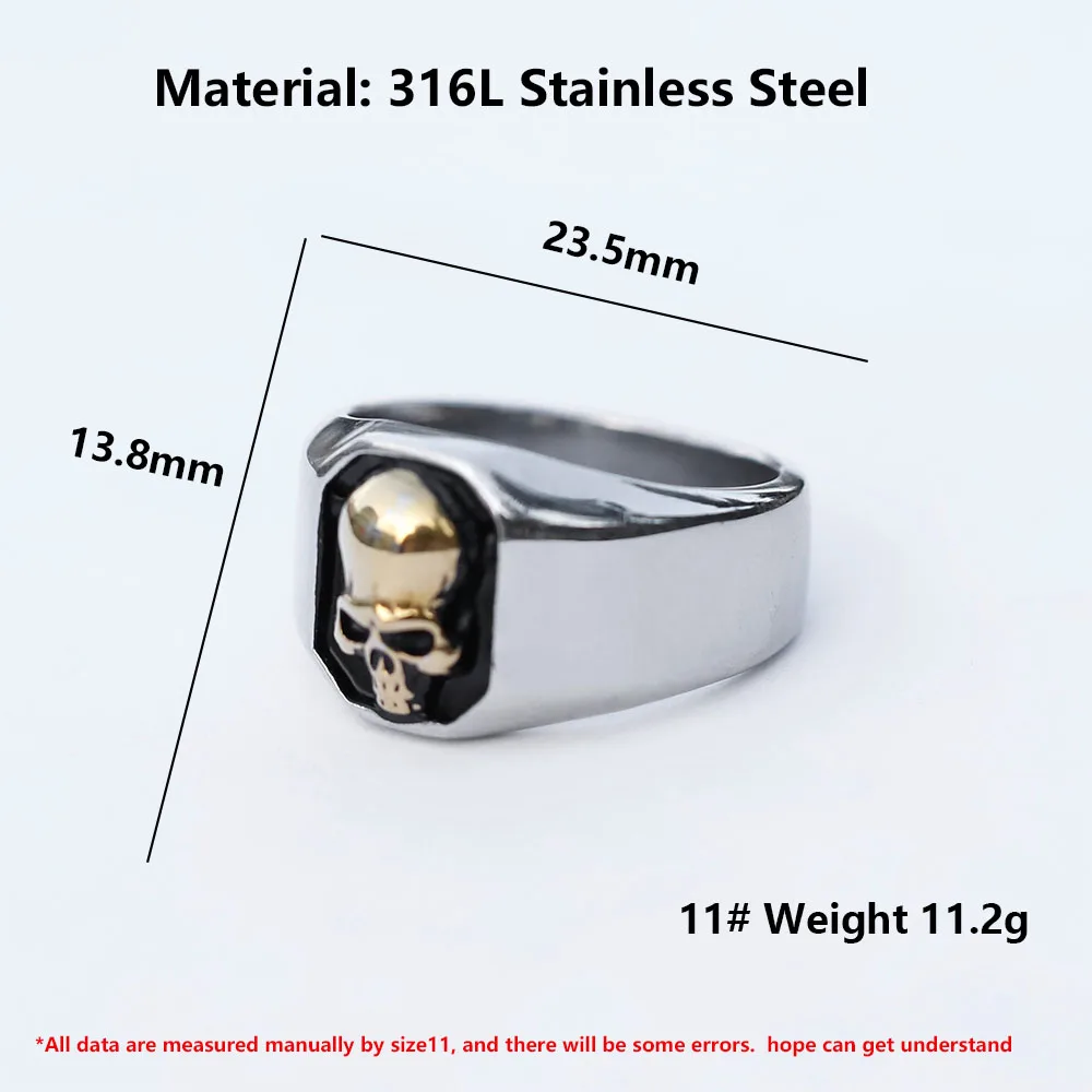 NEW Men\'s 316L stainless-steel rings Punk Rock Gothic skull ring for teens fashion Jewelry for gift free shipping