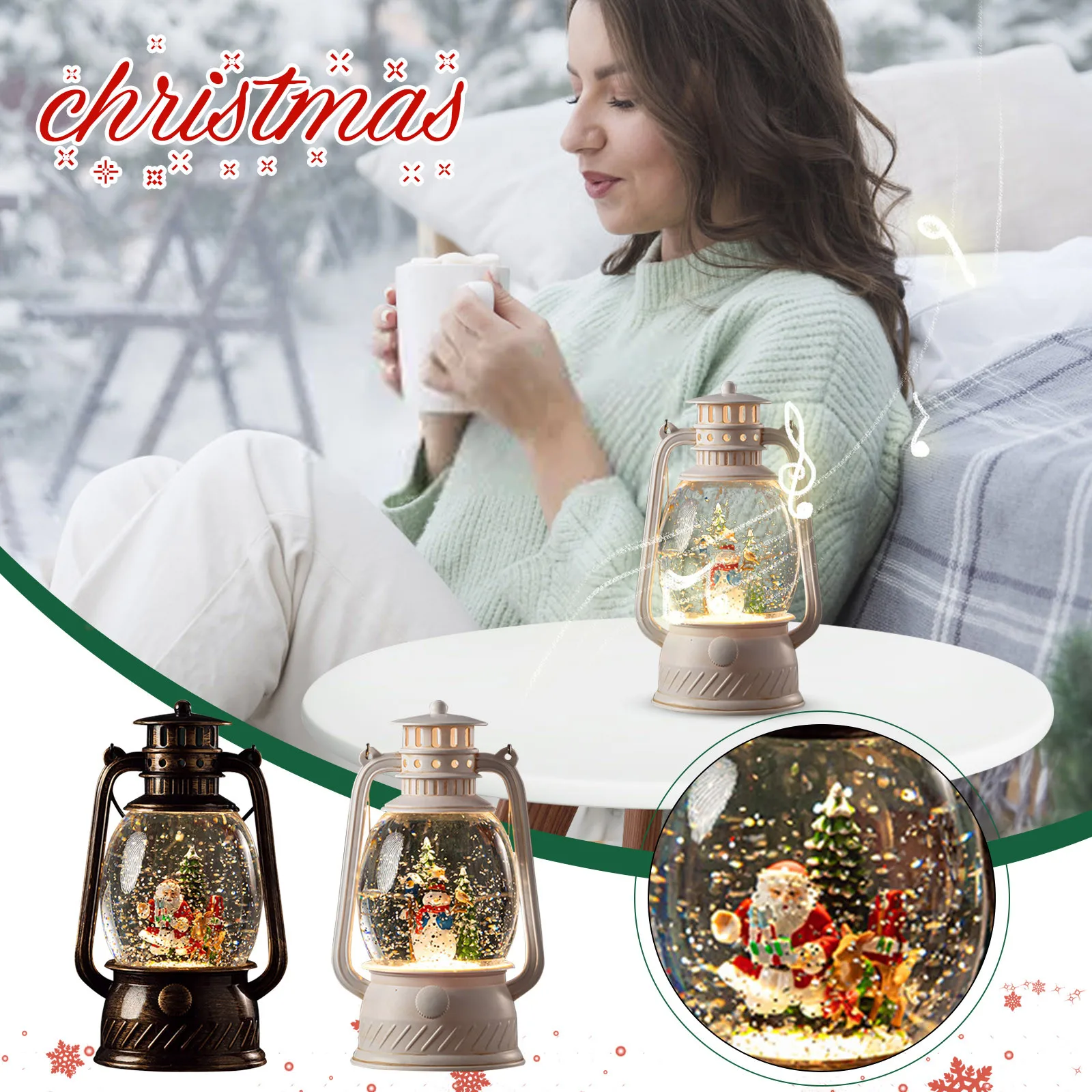 Christmas Decoration Wind Lamp Music Box Music Box Crystal Ball Elderly Christmas Tree Lights Ornaments Christmas Gifts