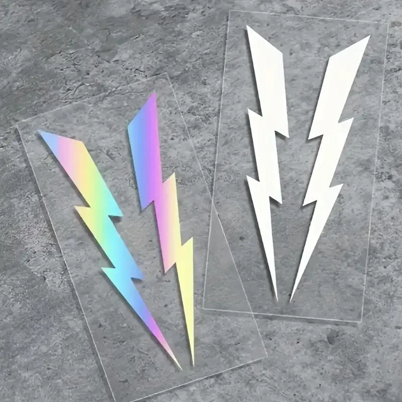 

Dual Lightning Bolt Holographic Vinyl Sticker Glossy Self-adhesive Decal for Car Windshield Motorcycle Helmet Decor