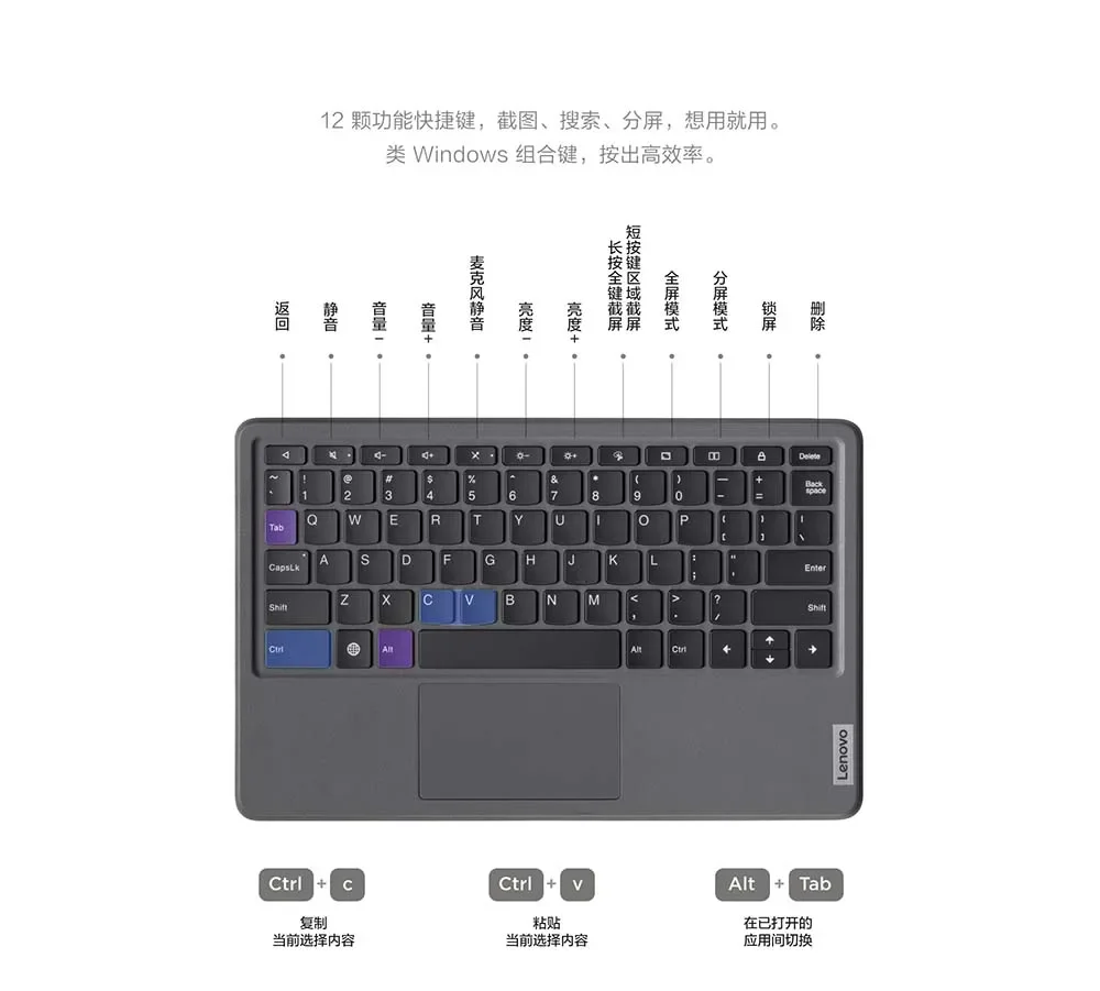 Teclado y soporte Original Lenovo para Tablet Plus 2023, 11,5 pulgadas, color gris