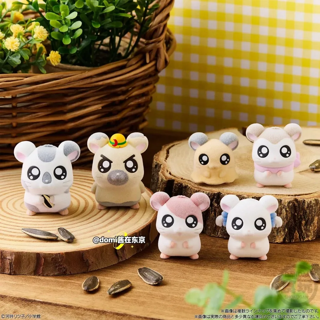 Bandai Hamtaro Ornaments Hamster Collection Ornament Gifts Figure Model Kawaii 6PCS Toys