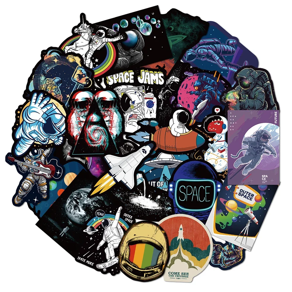 50 Stück ​ Weltraum Astronaut Graffiti Aufkleber Cartoon DIY Skateboard Kühlschrank Motorrad Gepäck PVC Wasserdichte Aufkleber Spielzeug Geschenk
