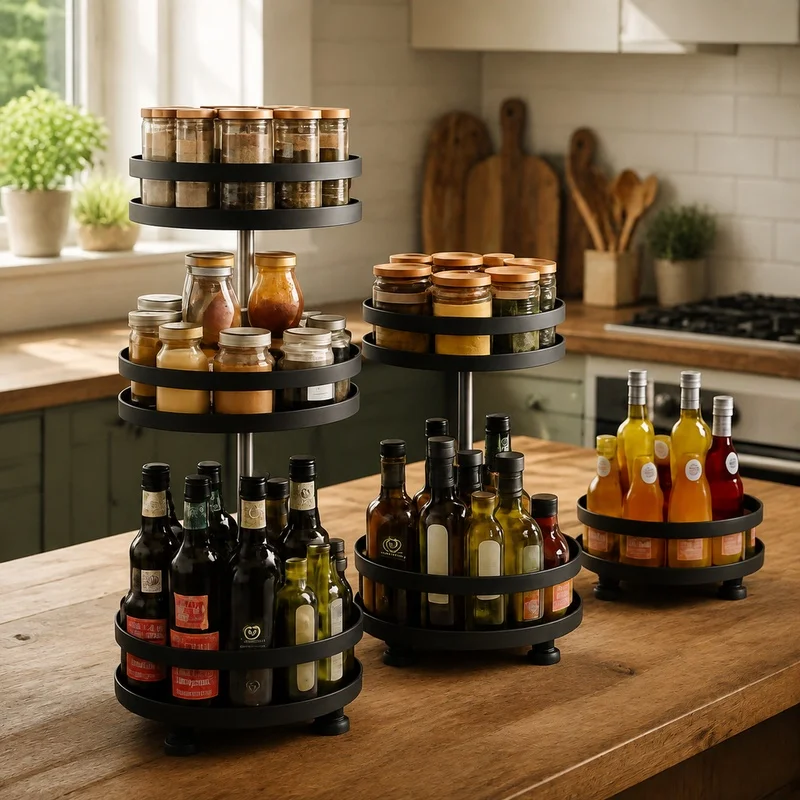 Rotating 360° Kitchen Spice Rack Turntable for Efficient Storage and Easy Access