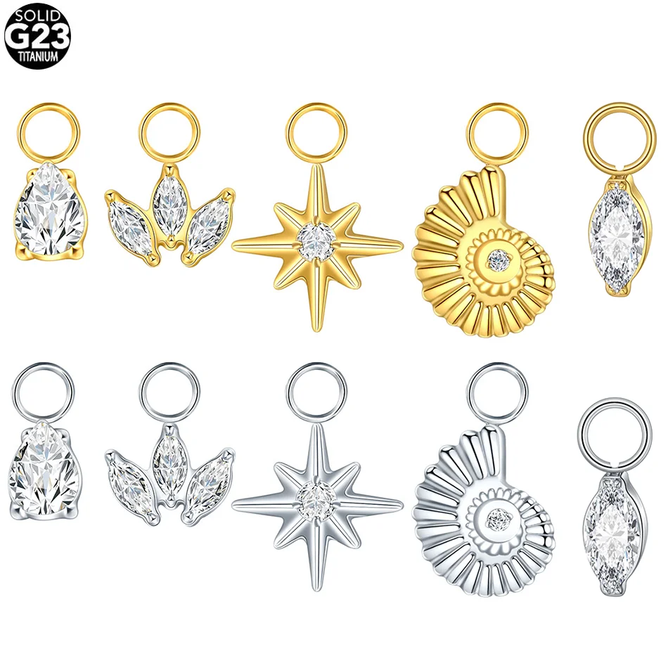 1 peça Pingente Estrela do Norte em Titânio com Zircônia Cúbica para Brincos de Argola, Brincos Huggie, Brincos Pendentes de Lóbulo e Joias DIY