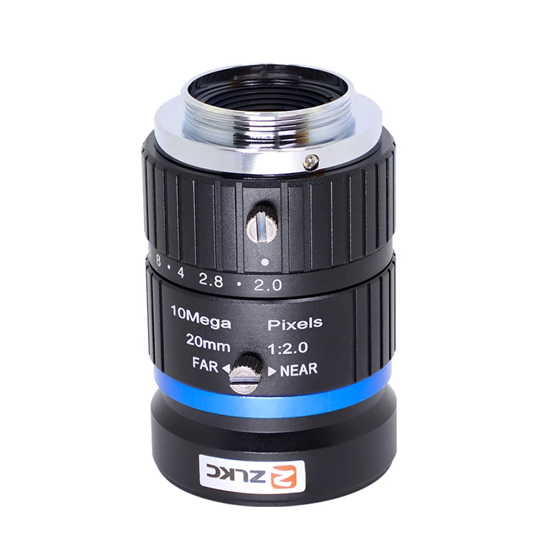 ZLKC 10MP HD 1 Inch Sensor Aperture F2.0 Manual Iris 20mm Fixed Focal Lenth Surveillance Machine Vision C Mount 10.0Megapixel FA