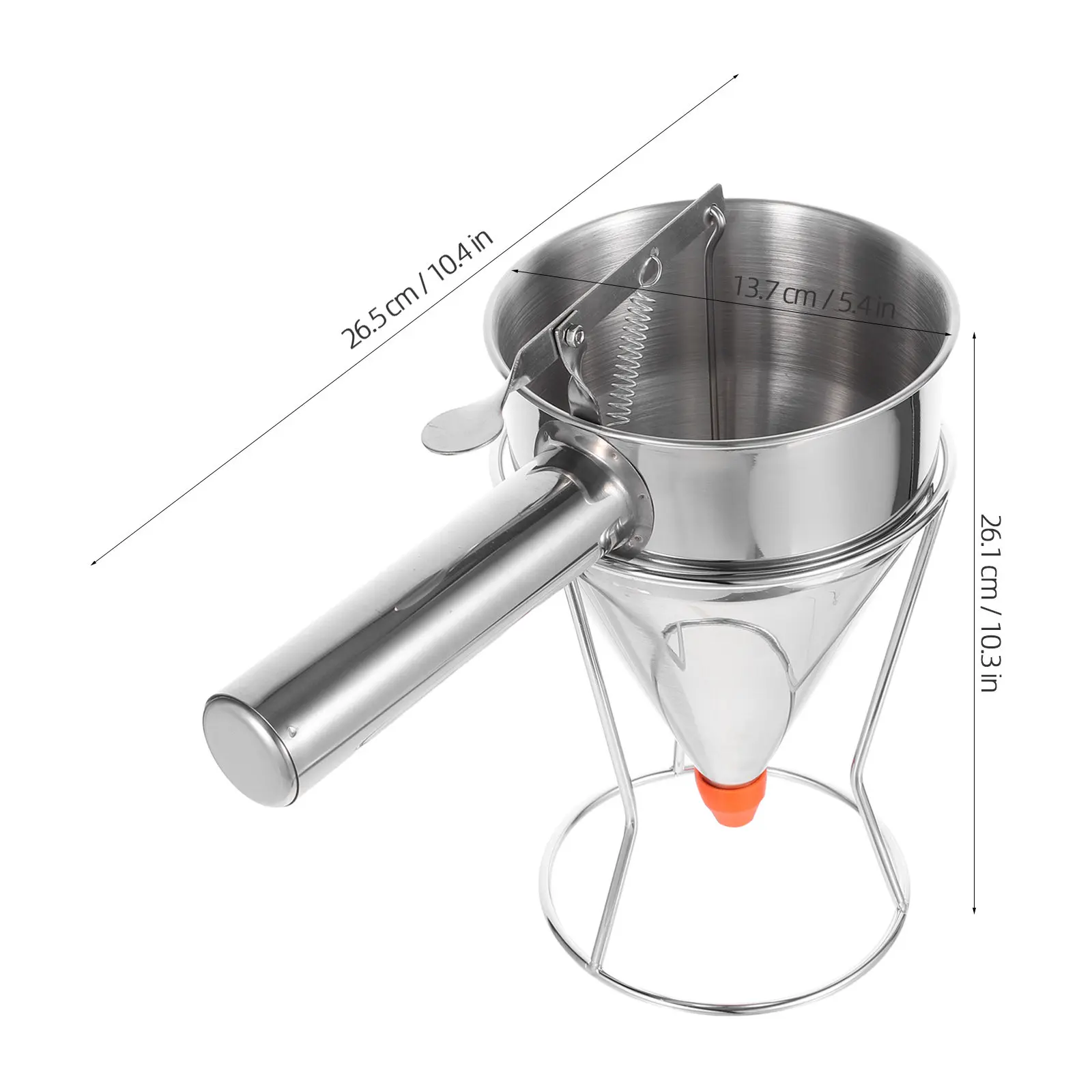 Stainless Steel Batter Dispenser Funnel 40Oz Piston Handle Leak Proof Pancake Batter Cake Dispenser Tool Funnel for Home