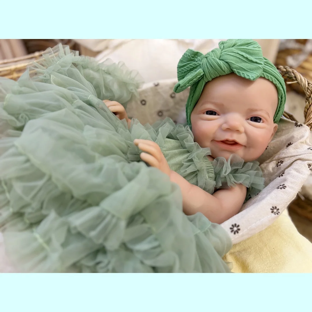 18Inch Cuddly Open Mouth Charlie Solid Silicone Bebe Reborn Girl Doll With Painted Skin Washable Reborn Girl Doll