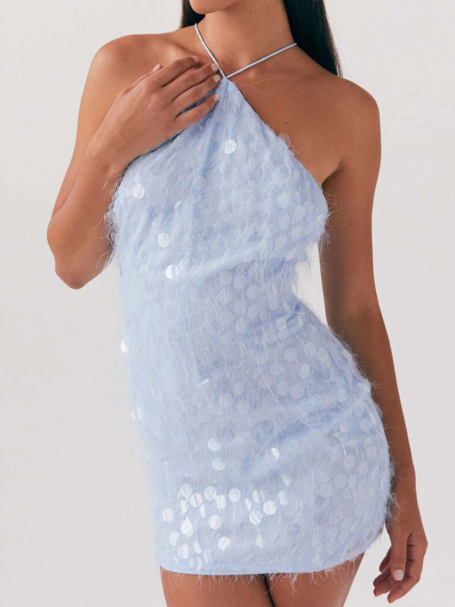 Elegante mouwloze kanten bodycon-jurk met V-hals, knielange fit cocktailjurk voor dames met riem