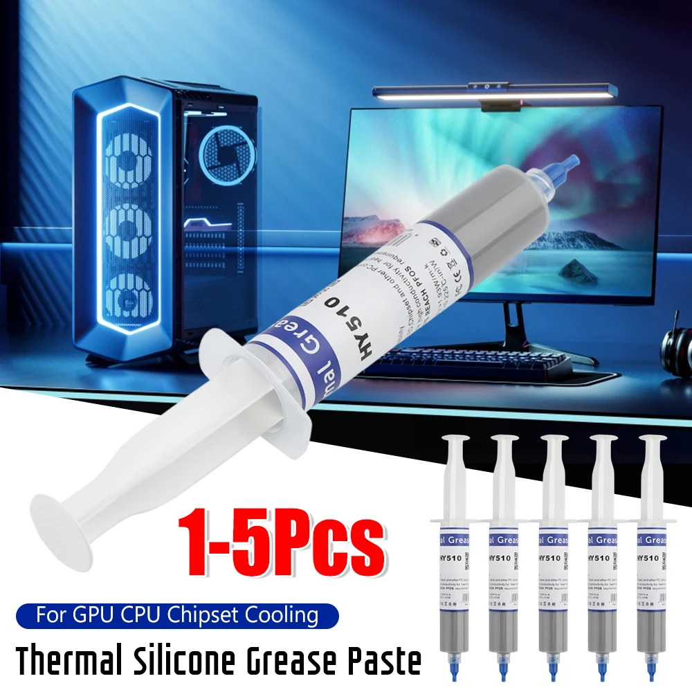 1-5PCS HY510 Thermal Conductive Grease Paste Grey Silicone Grease Paste Compound Non-toxic GPU CPU Chipset Cooling Tools