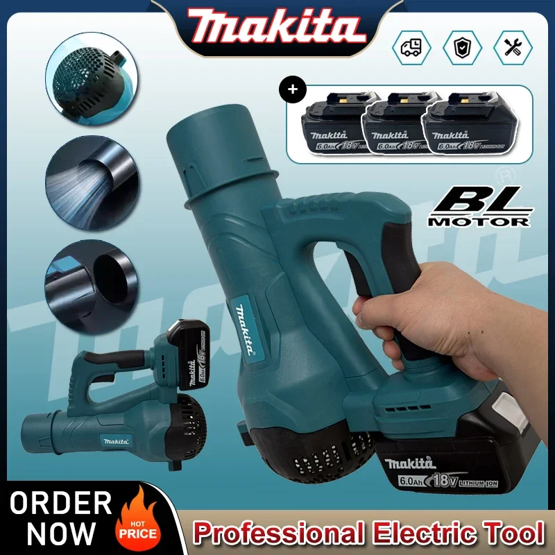 

Беспроводная воздуходувка Makita с бесщеточным двигателем, ручная, для уборки листьев, турбо-воздуходувка, инструмент для аккумулятора 18В
