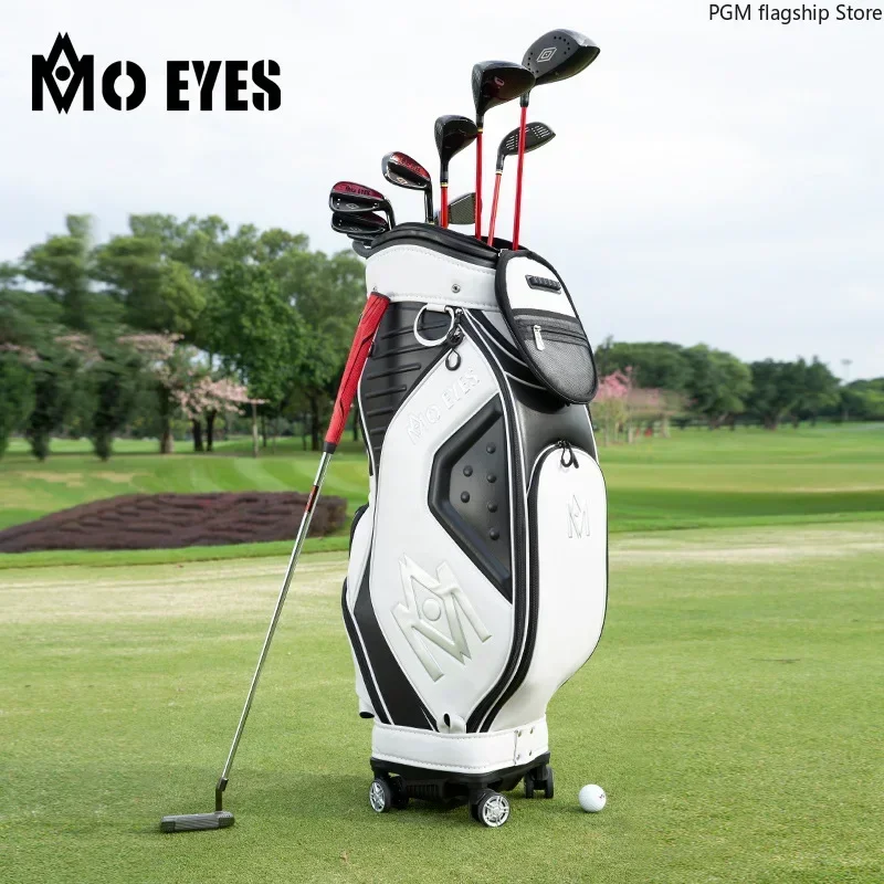 Magic Eye's new product golf bag men's telescopic standard bag three-dimensional molding, four-wheel flat push transport M22QB03