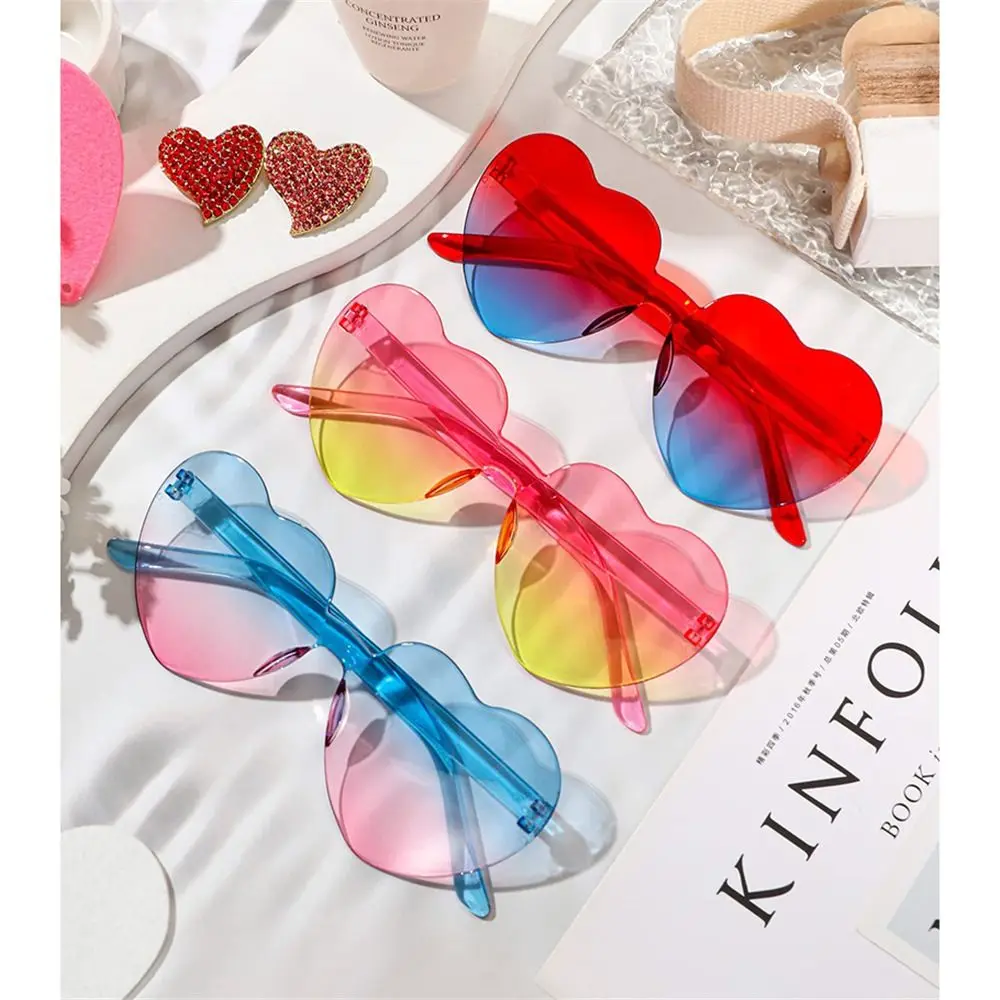 Trendy Colorful Candy Color Heart-shaped Sunglasses Heart Glasses Party Sun Glasses Shades