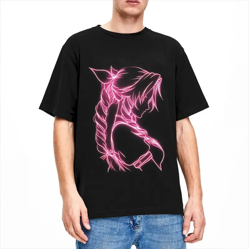 Men Neon Aerith T Shirts Final Fantasy 7 Cotton Tees Beach Vintage Short-Sleeved T Shirt O-Neck Hip Hop Pattern Tees Plus Size