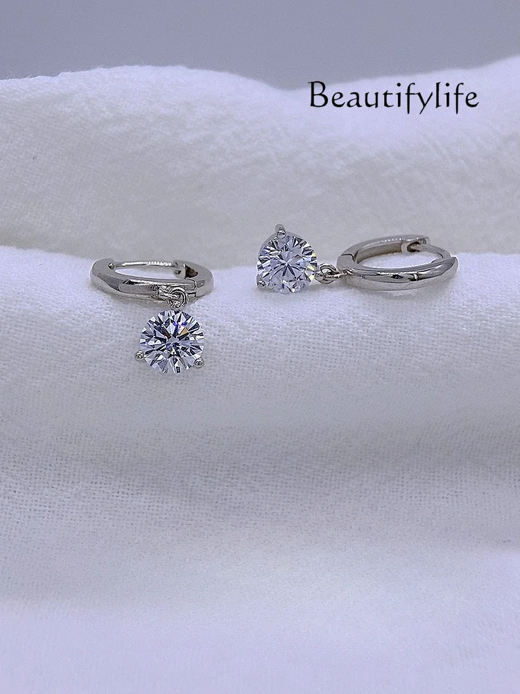 

Diamond earrings 18k platinum stud earrings sterling silver stone earrings high-end light luxury birthday gift new