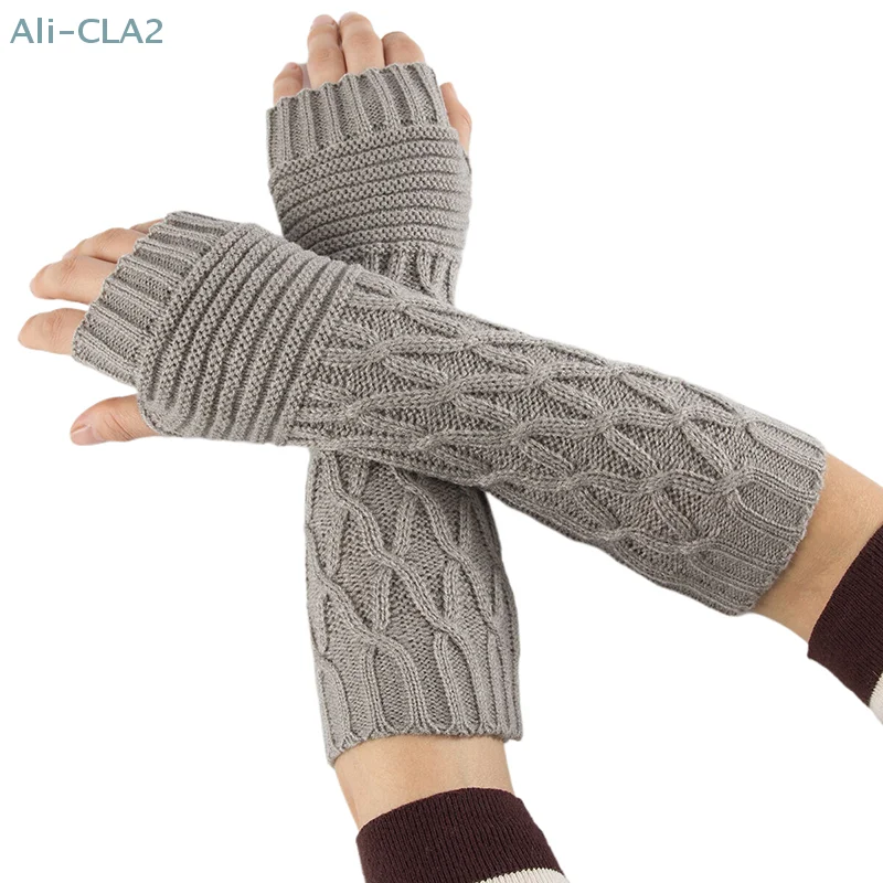 Long Fingerless Gloves Women‘s Mitten Winter Arm Warmer Knitted Arm Sleeve Fine Casual Soft Girls Goth Clothes Punk Gothic Glove