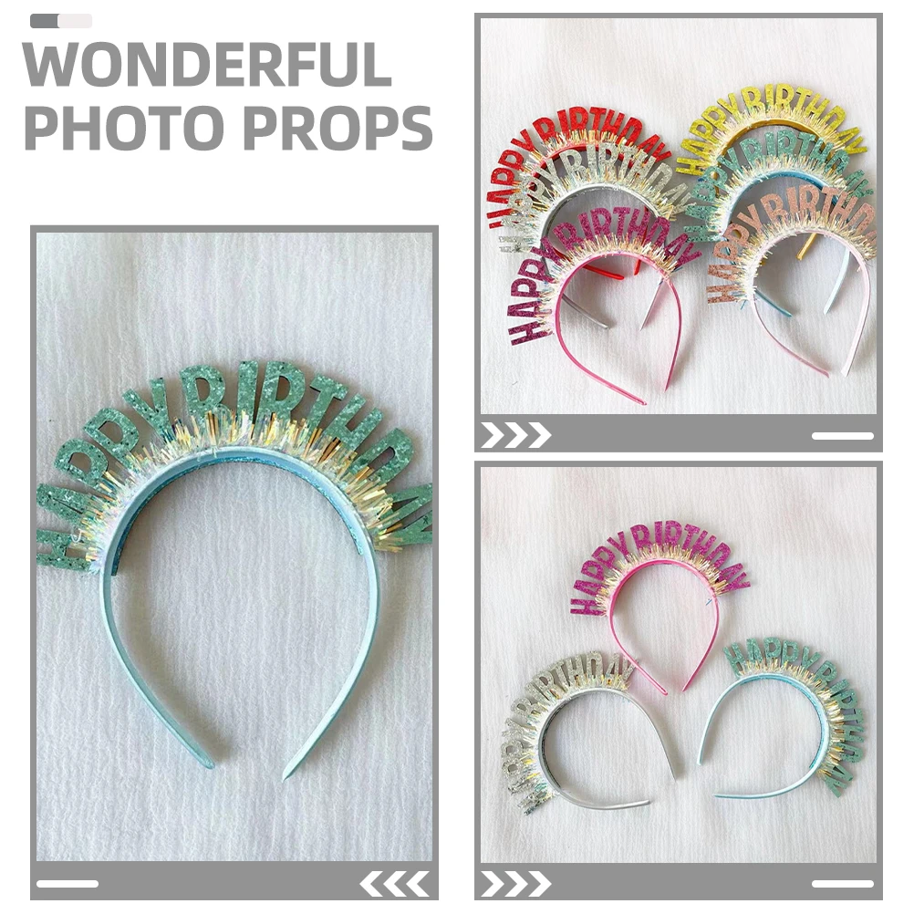 

6pcs Glitter Birthday Party Headbands Decoration Celebration Headdress Festive Hairband For Group Party Gathering