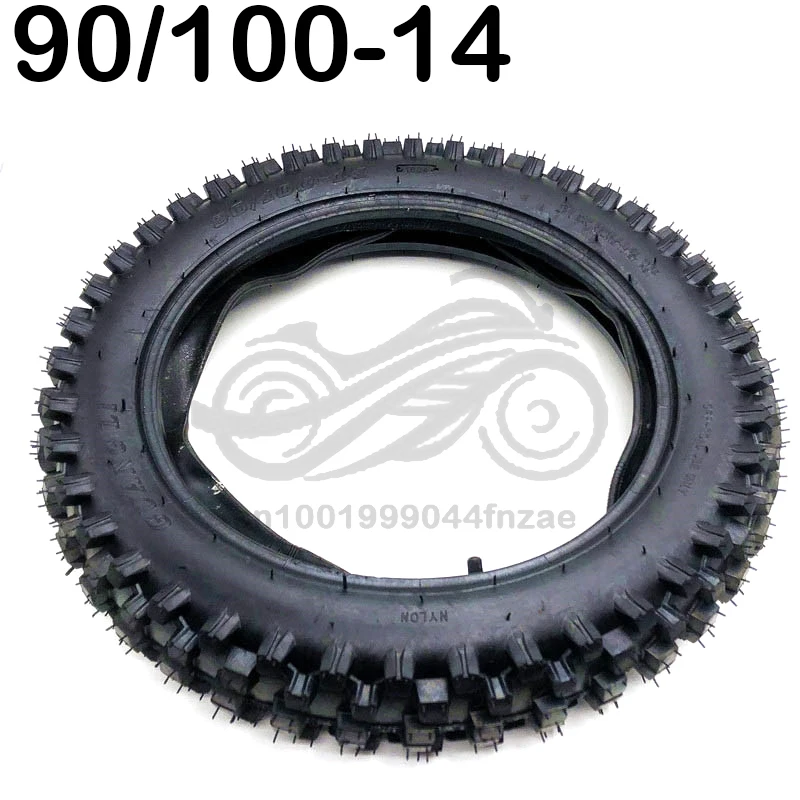 Off Road Tire 90/100-14 with Inner Tube 90/100-14 for Dirt Pit Bike Motocross Off Road Motorcycle 14 inch Rear Wheel