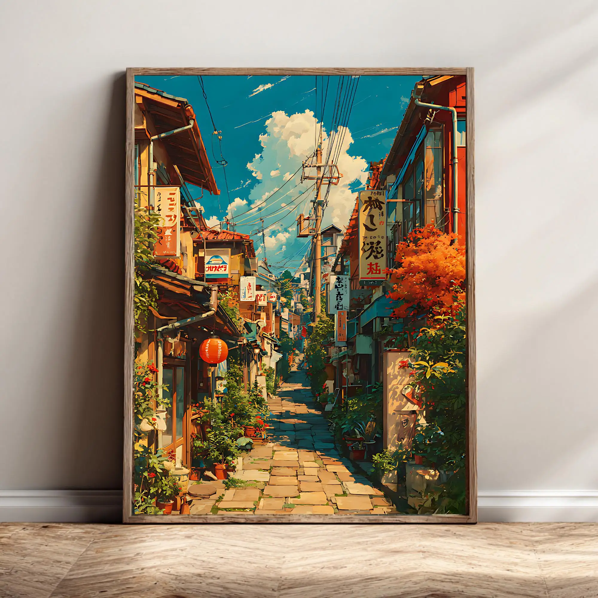 Tokyo Cityscape Poster, Manga-Style Street Art, Vibrant Japanese Wall Decor for Anime Lovers & Urban Enthusiasts, Wall Art Print