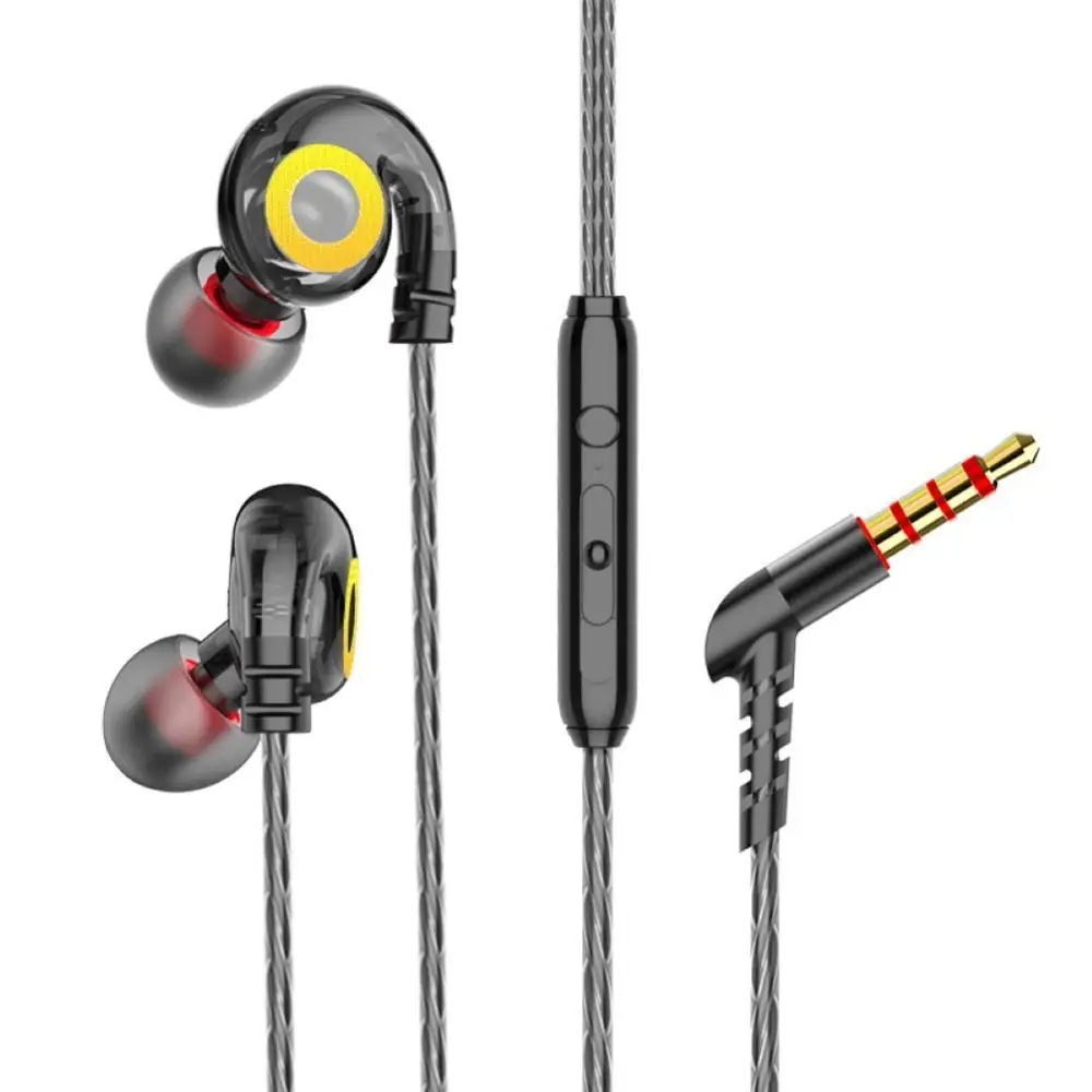 T05 In-ear Dual Moving Coil Wired Earphone 3.5mm In-ear Mobile Phone Computer Universal Headset Game Music HiFi Headsets