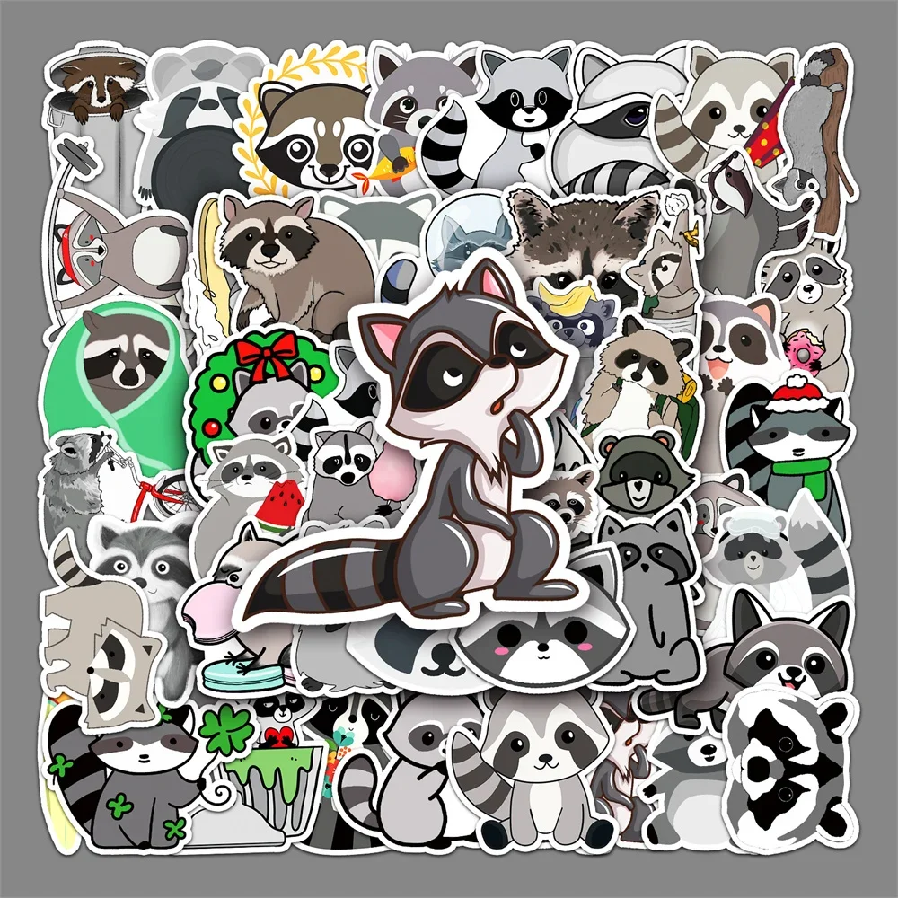 Lot de 10, 30 ou 50 Pièces d'Autocollants Graffiti Étanches, Motif Animal Petit Raton Laveur, Dessin Animé, Créatif, pour Bureau, Ordinateur, Voiture, Vente en Gros