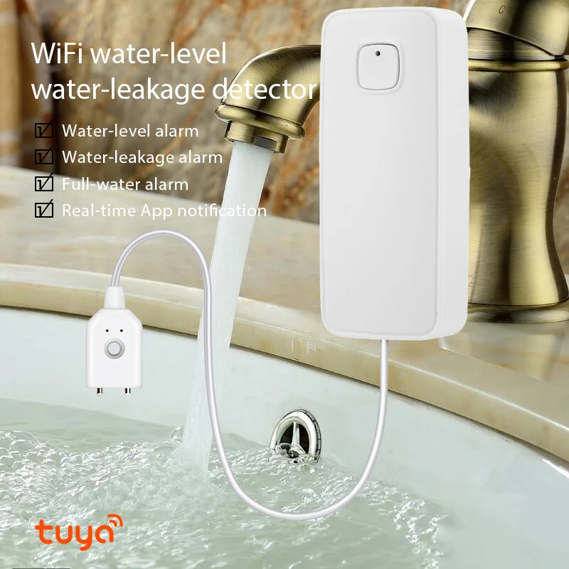 Tuya APP Smart Life WIFI Water Leakage Sensor Alarm Water Level Detector Flood Leakage Remote Control Security Alarm System