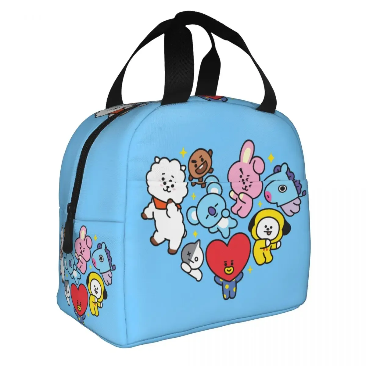 Kpop Cute Cartoon Insulated Lunch Bag Leakproof Music Lunch Container Thermal Bag Tote Lunch Box Beach Outdoor Men Women