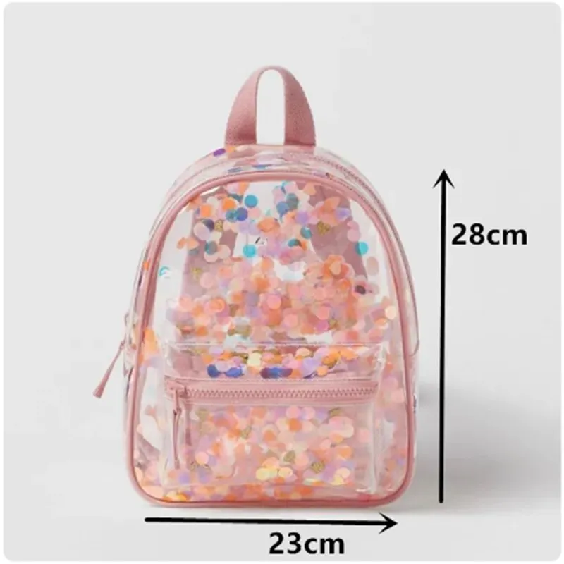 2023 Summer Confetti Transparent PVC Backpack Kids Ladies SchoolBag Kindergarten Children Color Confetti Ornament Girls Backpack