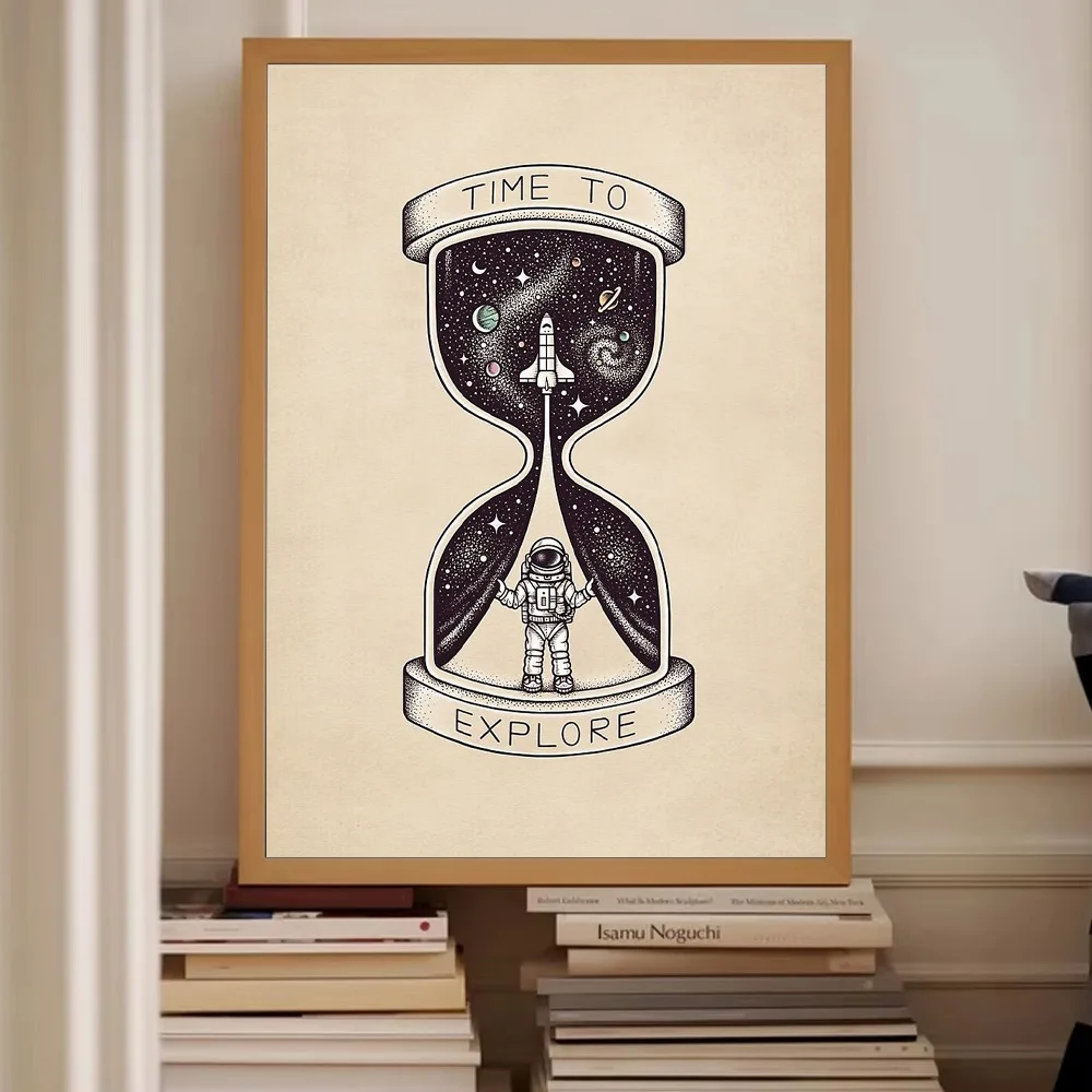 رائد فضاء الفضاء قماش جدار الفن غالاكسي الكون طباعة ريترو الخيال العلمي ديكور هدية ديكور المنزل