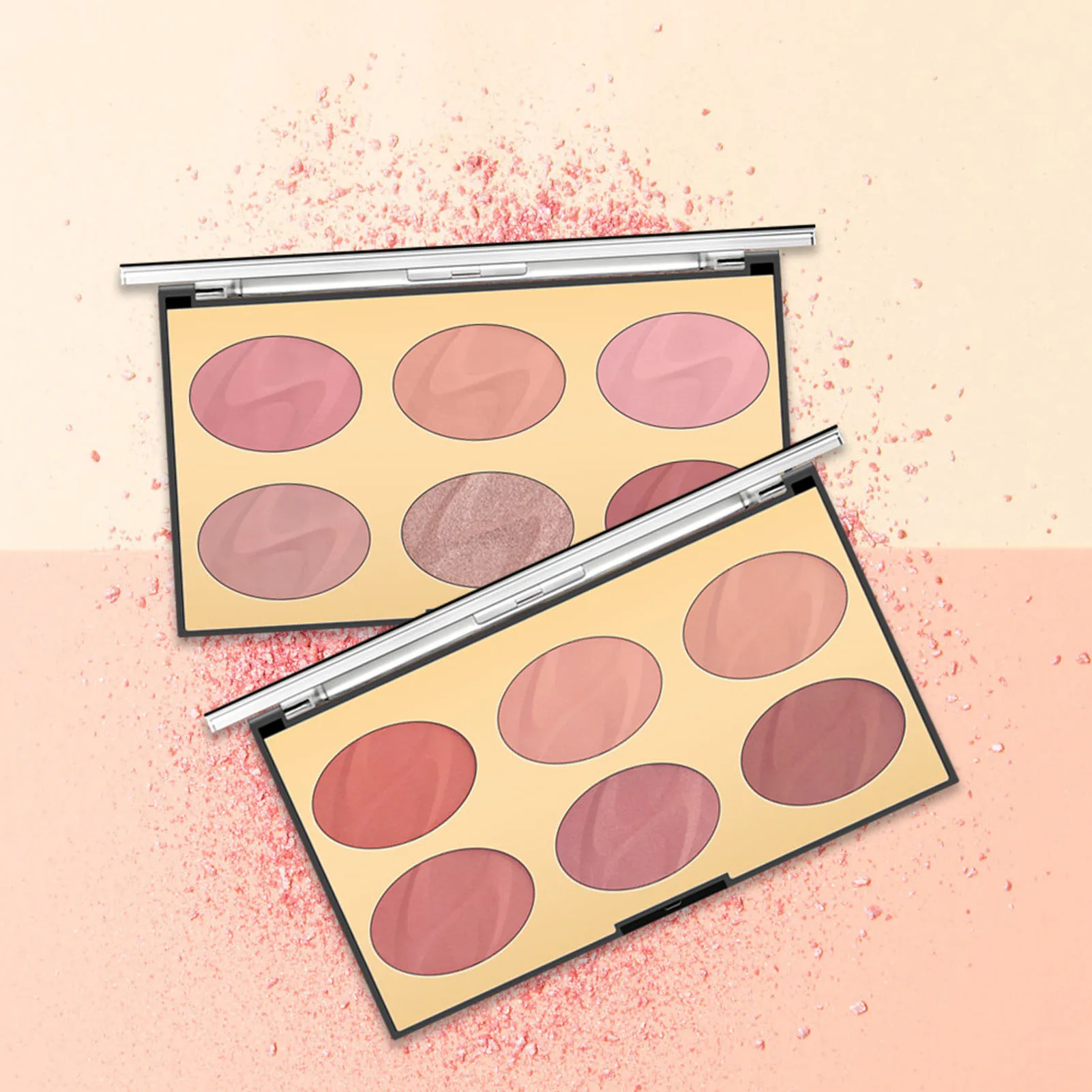 6 Màu Sắc/Bộ Phấn Má Hồng Tấm Đào Pallete Sắc Tố Kết Hợp Blusher Phấn Trang Điểm Chuyên Nghiệp Viền Bóng Xanh Hồng Đựng Mỹ Phẩm