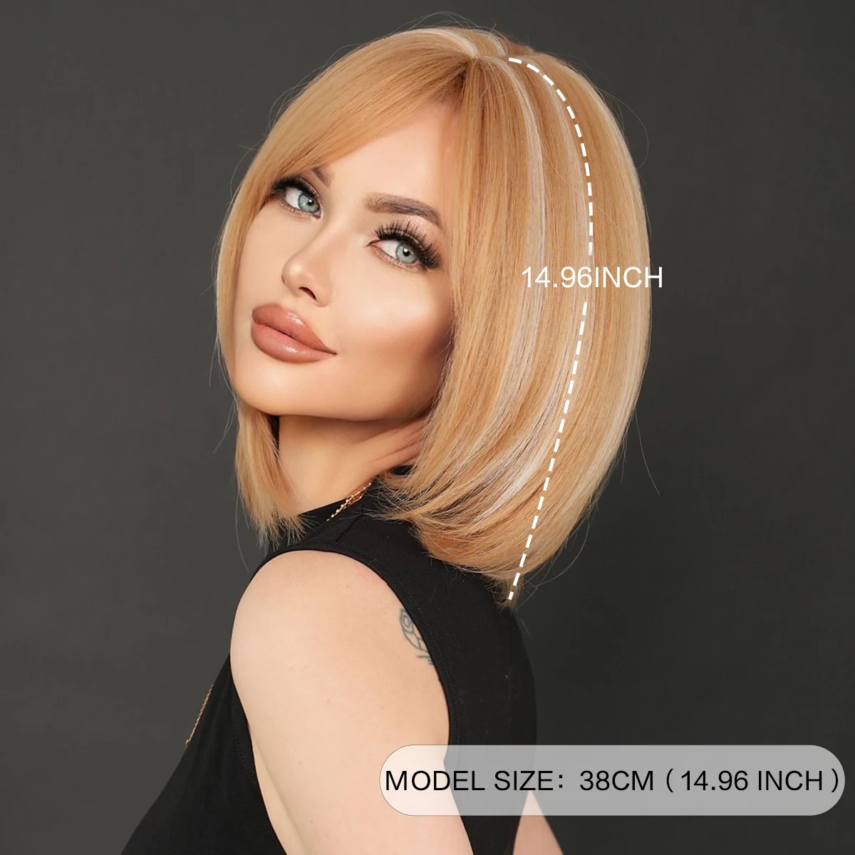 NAMM Short Straight Hair Blonde Wig For Woman Daily Cosplay Wig Highlight White Bob Wigs Synthetic Hair Heat Resistant