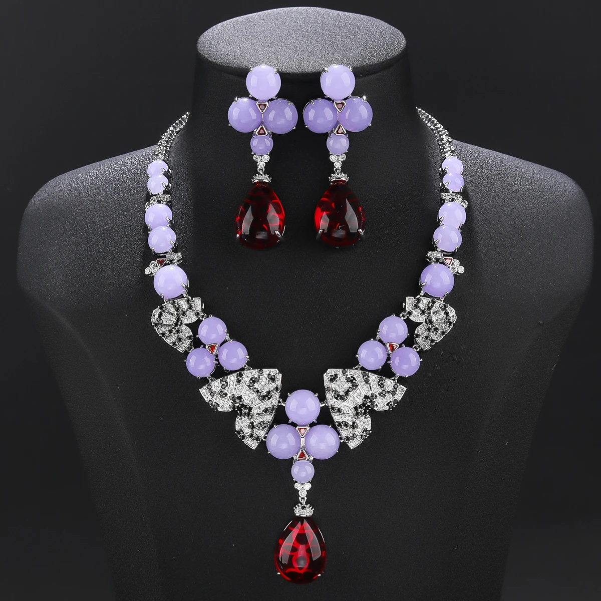 Beautiful New Design Cubic Zirconia Imitation Chalcedony  Necklace Wedding Jewelry Set for Women  Party Jewelry Gift CN11571