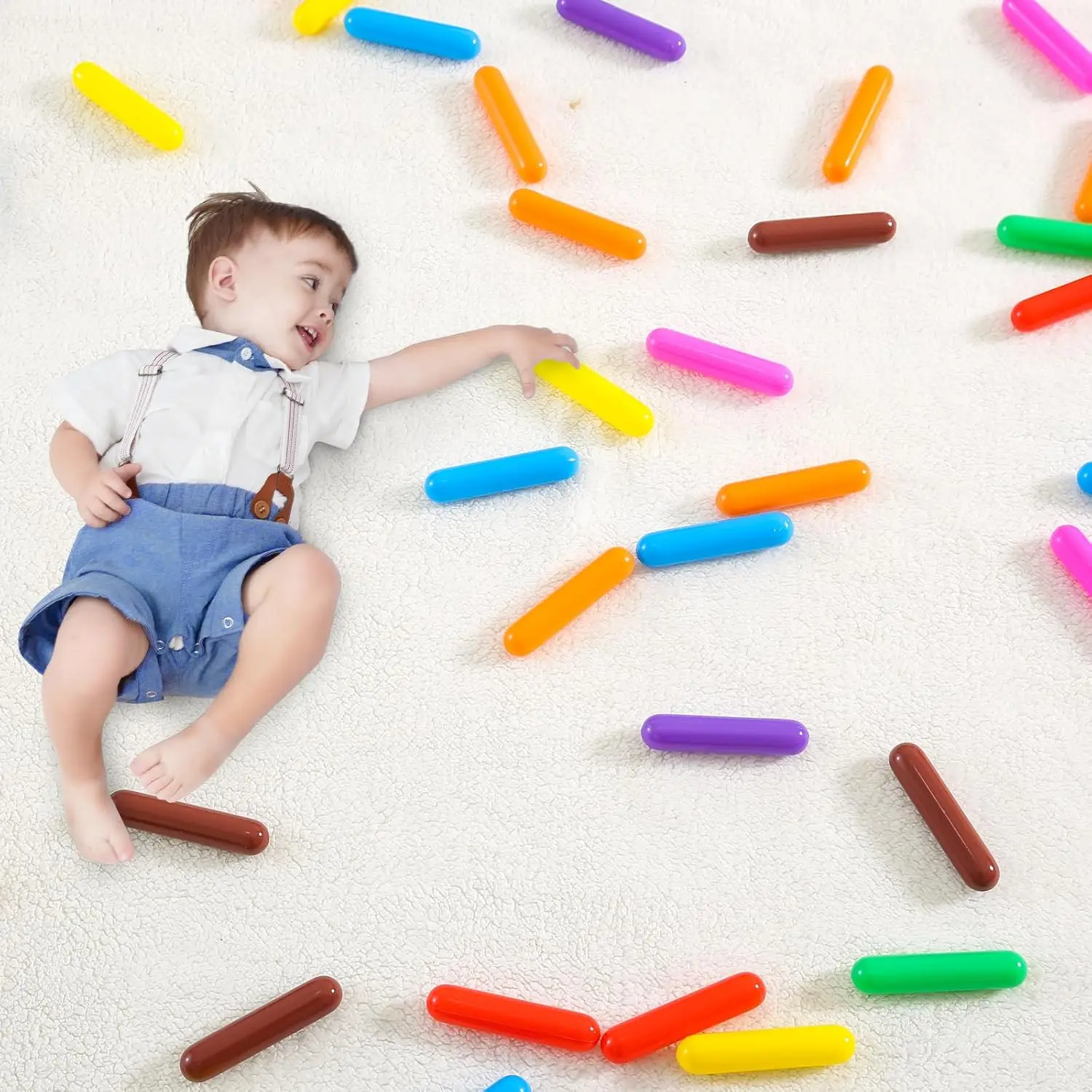 Ball Pit Balls Giant Sprinkles 250pcs, Rainbow Colors